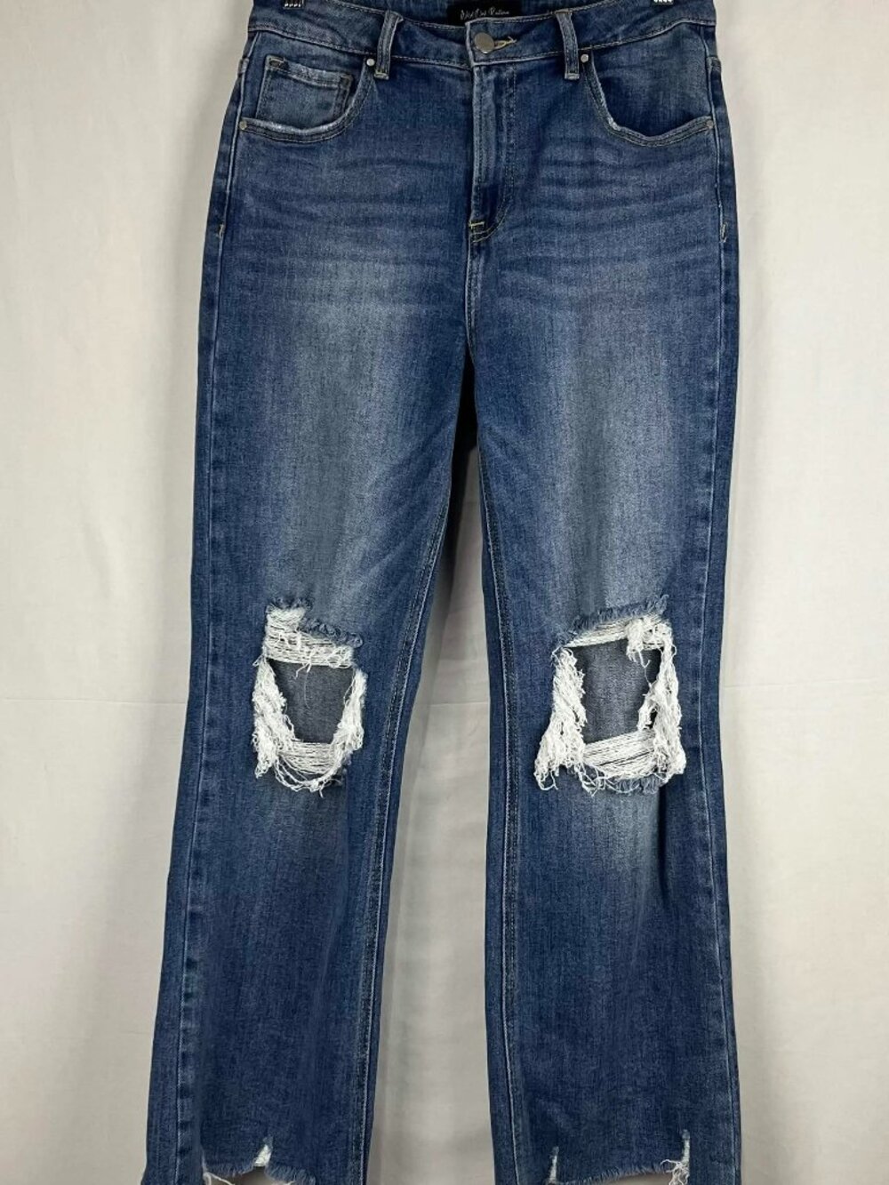GUC Wild Oak Risen Jeans Womens Distressed High Rise Straight Leg Blue Size 7